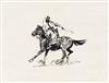 EDWARD BOREIN Group of 4 pen and ink drawings of cowboys.